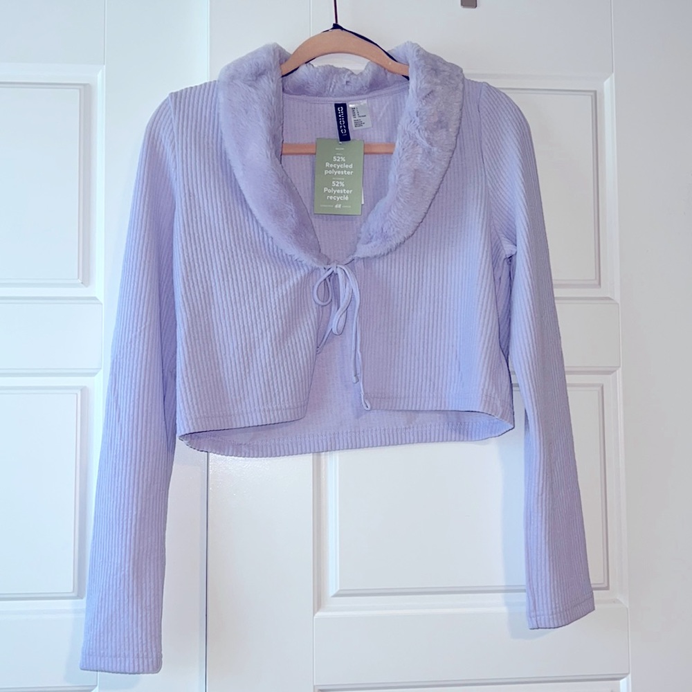 Purple crop top sweater/cardigan